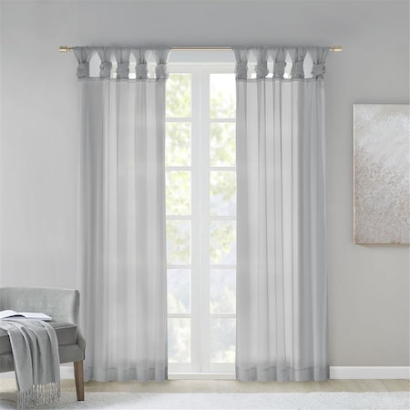 Madison Park Light Grey 100 Percent Polyester Twisted Voile Window, PK2 MP40-6349
